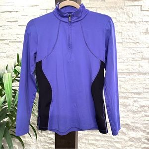 Bugatchi Woman 1/4 zip Purple Black Nylon Spandex Pullover Size Small
